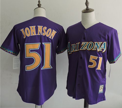 Mitchell And Ness Diamondbacks #51 Randy Johnson Purple Throwback Stitched MLB Jersey