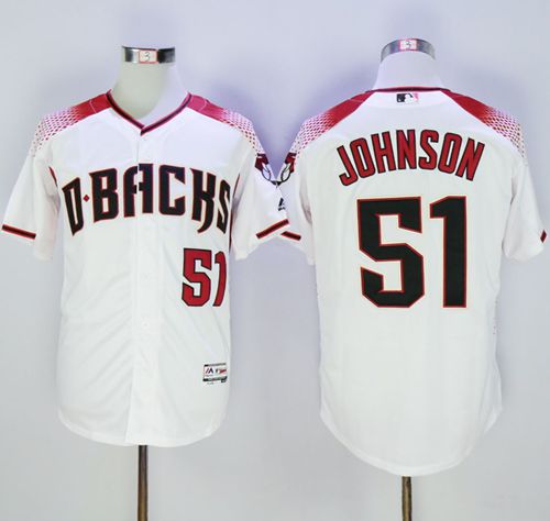 Diamondbacks #51 Randy Johnson White/Brick New Cool Base Stitched MLB Jersey