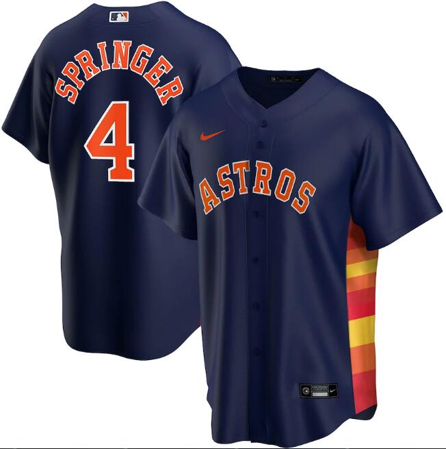 Men's Houston Astros #4 George Springer Navy MLB Cool Base Stitched MLB Jersey