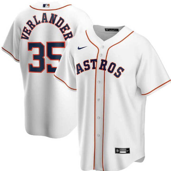Men's HoustMen's Houston Astros #35 Justin Verlander White MLB Cool Base Stitched Jersey