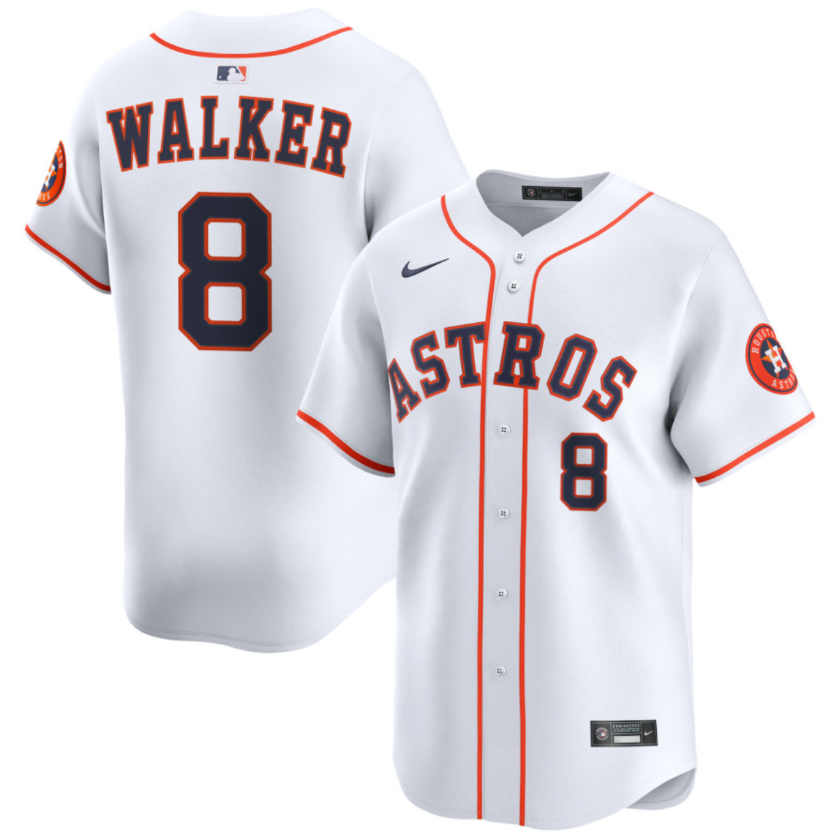 Men's Houston Astros #8 Christian Walker White 2025 Home Limited Stitched Baseball Jersey Men's Houston Astros #8 Christian Walker White 2025 Home Limited Stitched Baseball Jersey