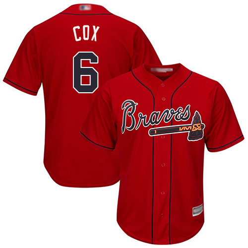 Braves #6 Bobby Cox Red Stitched MLB Jersey