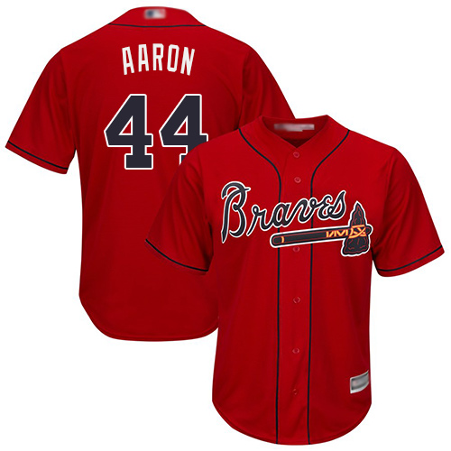 Braves #44 Hank Aaron Red Cool Base Stitched MLB Jersey