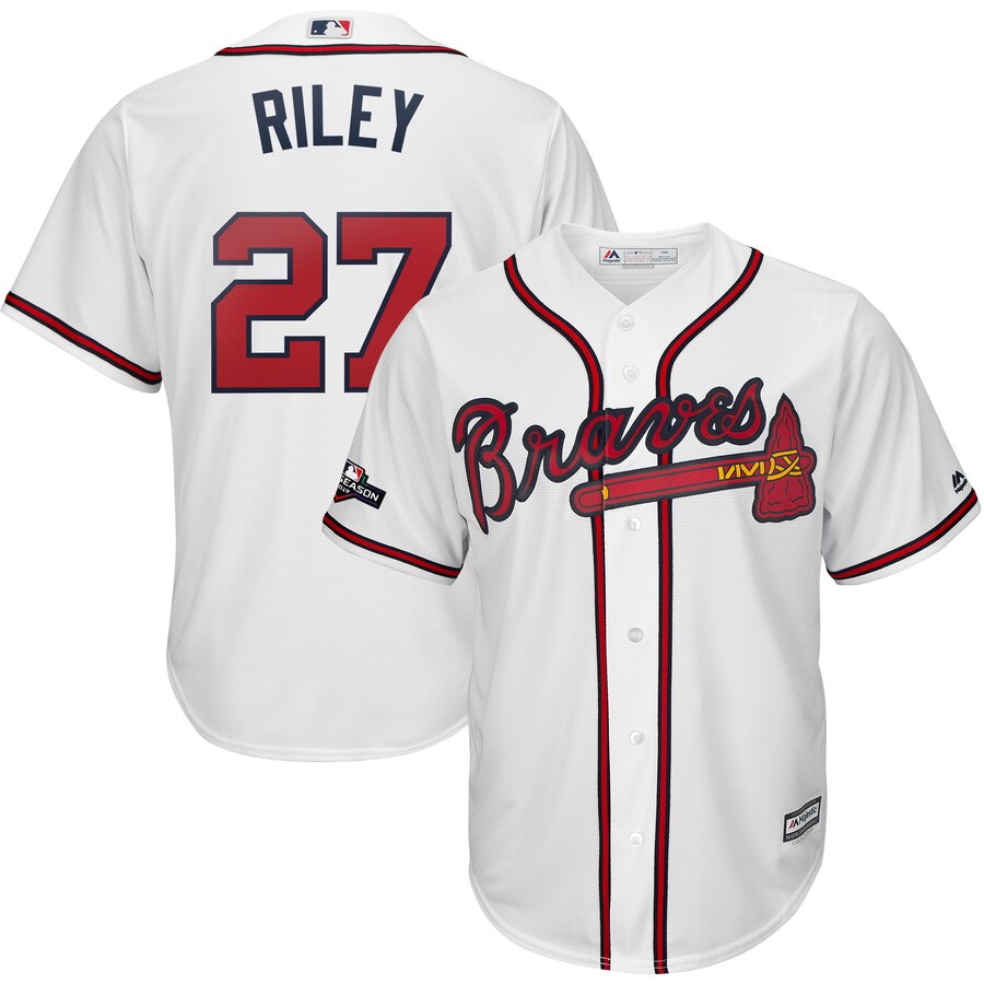 Atlanta Braves #27 Austin Riley Majestic 2019 Postseason Official Cool Base Player Jersey White