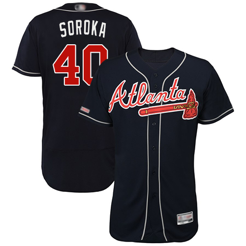 Braves #40 Mike Soroka Navy Blue Flexbase Authentic Collection Stitched MLB Jersey