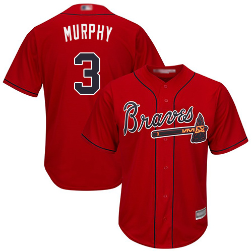 Braves #3 Dale Murphy Red Cool Base Stitched MLB Jersey