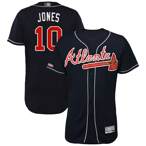 Braves #10 Chipper Jones Navy Blue Flexbase Authentic Collection Stitched MLB Jersey