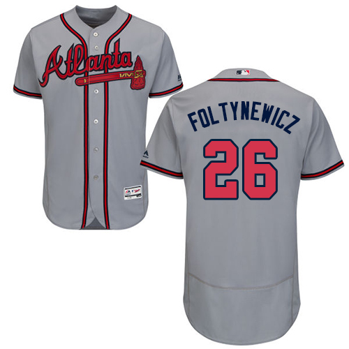Braves #26 Mike Foltynewicz Grey Flexbase Authentic Collection Stitched MLB Jersey
