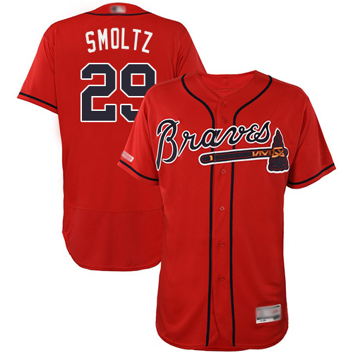 Braves #29 John Smoltz Red Flexbase Authentic Collection Stitched MLB Jersey