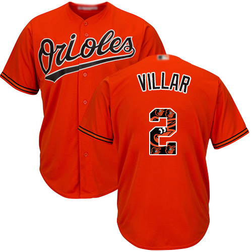 Orioles #2 Jonathan Villar Orange Team Logo Fashion Stitched MLB Jersey