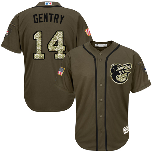 Orioles #14 Craig Gentry Green Salute to Service Stitched MLB Jersey