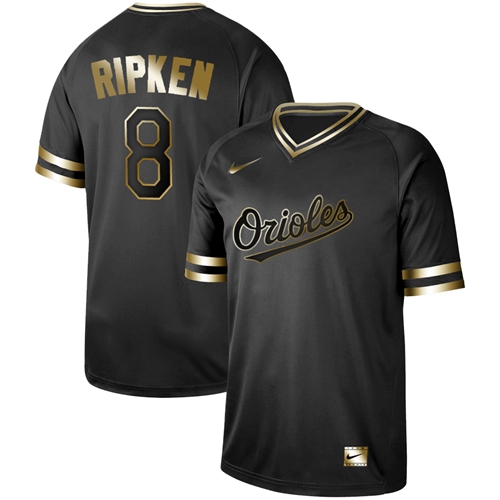 Nike Orioles #8 Cal Ripken Black Gold Authentic Stitched MLB Jersey