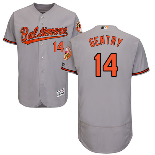 Orioles #14 Craig Gentry Grey Flexbase Authentic Collection Stitched MLB Jersey