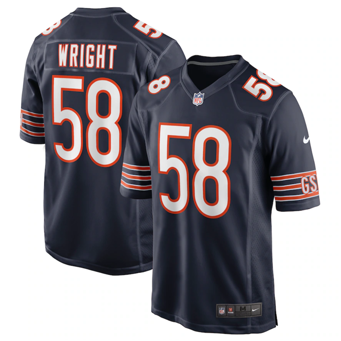 Men's Chicago Bears #58 Darnell Wright Navy Stitched Football Game Jersey Men's Chicago Bears #58 Darnell Wright Navy Stitched Football Game Jersey