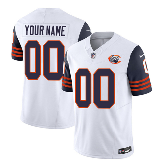 Men's Chicago Bears Active Player Custom 2023 F.U.S.E. White/Navy Throwback Limited Stitched Football Jersey