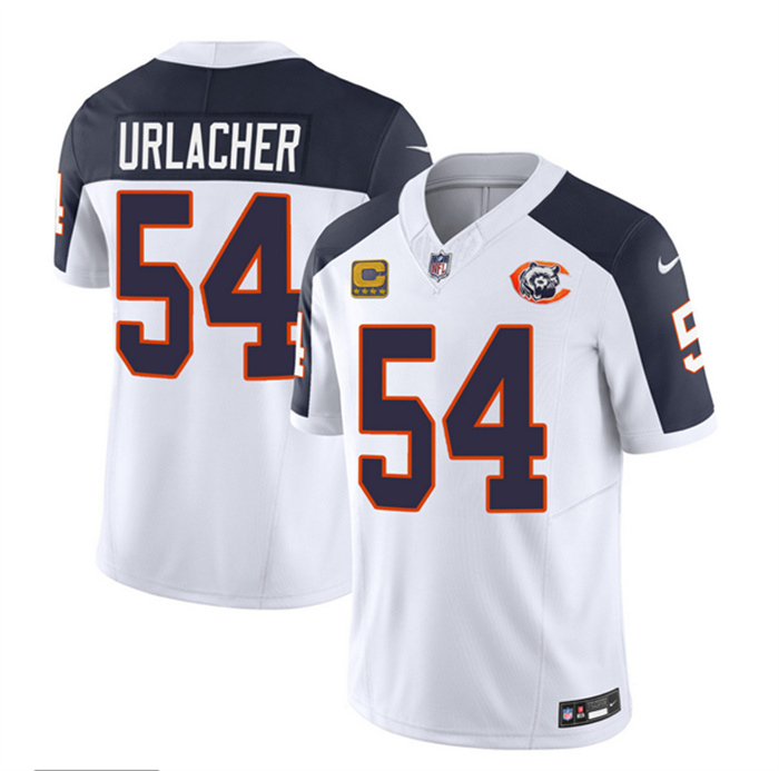 Men's Chicago Bears #54 Brian Urlacher White/Navy 2023 F.U.S.E. With 4-star C PatchThrowback Limited Stitched Football Jersey