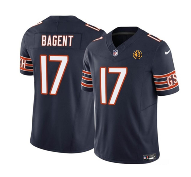 Men's Chicago Bears #17 Tyson Bagent Navy 2023 F.U.S.E. With John Madden Patch Vapor Limited Stitched Football Jersey Men's Chicago Bears #17 Tyson Bagent Navy 2023 F.U.S.E. With John Madden Patch Vapor Limited Stitched Football Jersey