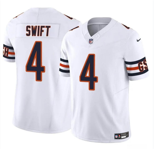Men's Chicago Bears #4 D’Andre Swift White 2023 F.U.S.E. Vapor Stitched Football Jersey Men's Chicago Bears #4 D’Andre Swift White 2023 F.U.S.E. Vapor Stitched Football Jersey