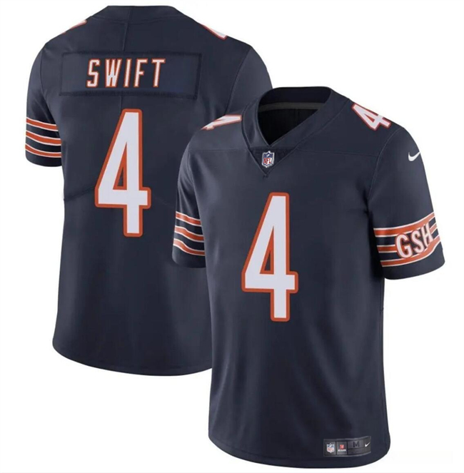 Men's Chicago Bears #4 D’Andre Swift Navy Vapor Stitched Football Jersey Men's Chicago Bears #4 D’Andre Swift Navy Vapor Stitched Football Jersey