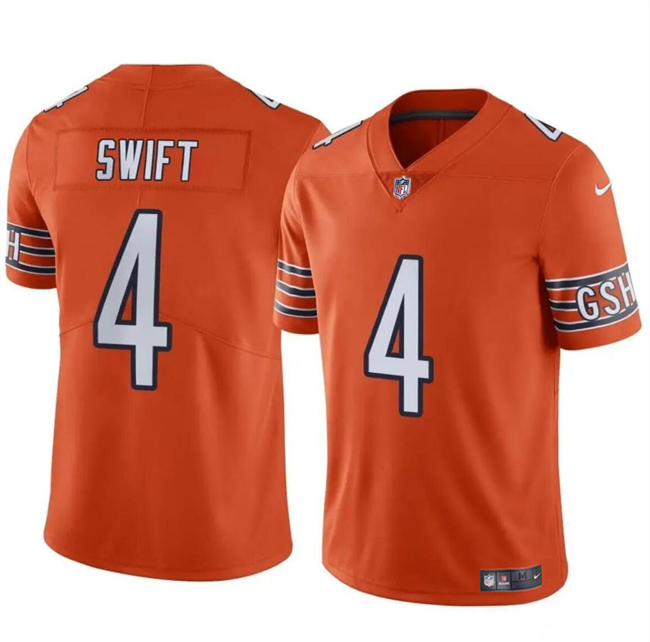 Men's Chicago Bears #4 D’Andre Swift Orange Vapor Stitched Football Jersey Men's Chicago Bears #4 D’Andre Swift Orange Vapor Stitched Football Jersey
