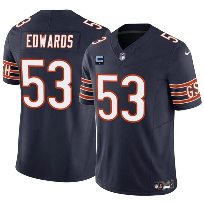 Men's Chicago Bears #53 T.J. Edwards Navy 2024 F.U.S.E. With 1-star C Patch Vapor Untouchable Limited Stitched Football Jersey Men's Chicago Bears #53 T.J. Edwards Navy 2024 F.U.S.E. With 1-star C Patch Vapor Untouchable Limited Stitched Football Jersey