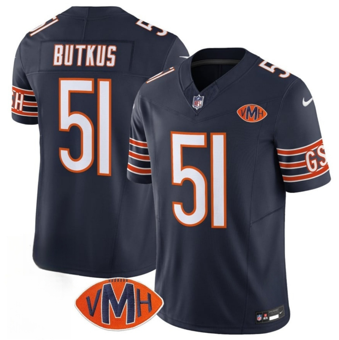 Men's Chicago Bears #51 Dick Butkus Navy 2025 F.U.S.E. With VMH Patch Vapor Untouchable Limited Stitched Football Jersey Men's Chicago Bears #51 Dick Butkus Navy 2025 F.U.S.E. With VMH Patch Vapor Untouchable Limited Stitched Football Jersey