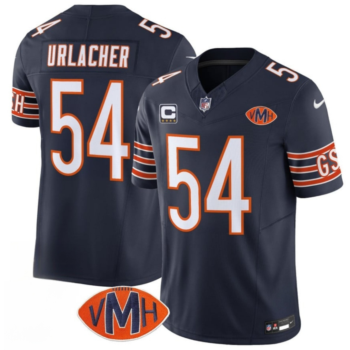 Men's Chicago Bears #54 Brian Urlacher Navy 2025 F.U.S.E. With 4-Star C Patch VMH Patch Vapor Untouchable Limited Stitched Football Jersey Men's Chicago Bears #54 Brian Urlacher Navy 2025 F.U.S.E. With 4-Star C Patch VMH Patch Vapor Untouchable Limited Stitched Football Jersey