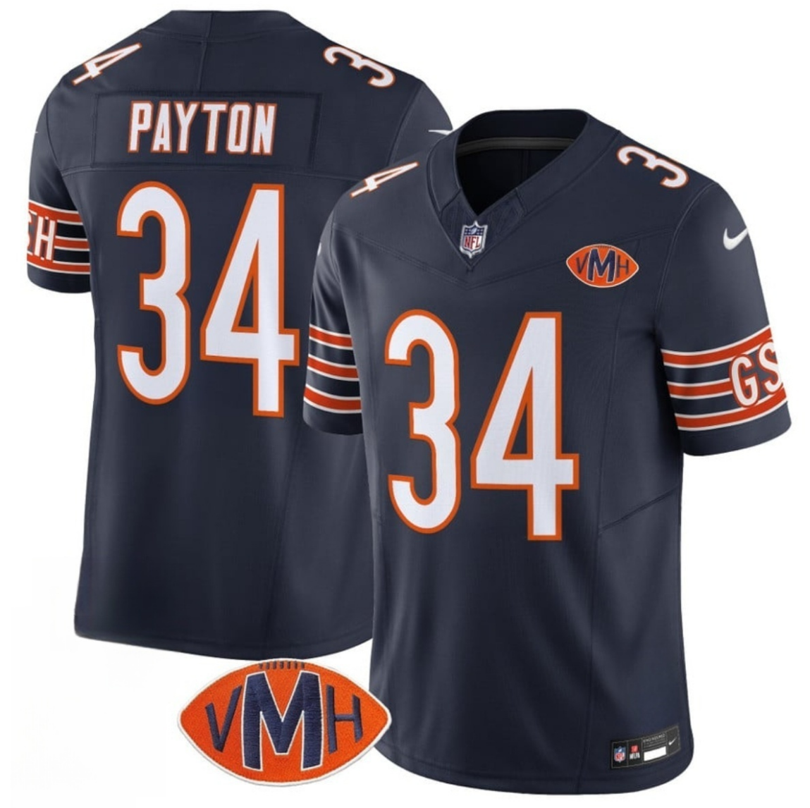 Men's Chicago Bears #34 Walter Payton Navy 2025 F.U.S.E. With VMH Patch Vapor Untouchable Limited Stitched Football Jersey Men's Chicago Bears #34 Walter Payton Navy 2025 F.U.S.E. With VMH Patch Vapor Untouchable Limited Stitched Football Jersey