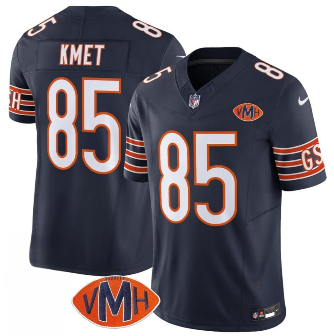 Men's Chicago Bears #85 Cole Kmet Navy 2025 F.U.S.E. With VMH Patch Vapor Untouchable Limited Stitched Football Jersey Men's Chicago Bears #85 Cole Kmet Navy 2025 F.U.S.E. With VMH Patch Vapor Untouchable Limited Stitched Football Jersey