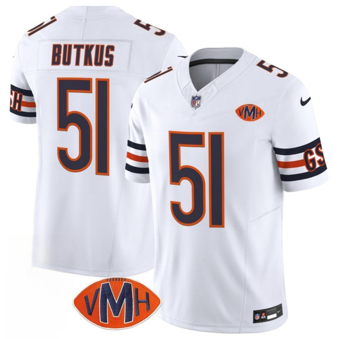Men's Chicago Bears #51 Dick Butkus White 2025 F.U.S.E. With VMH Patch Vapor Untouchable Limited Stitched Football Jersey Men's Chicago Bears #51 Dick Butkus White 2025 F.U.S.E. With VMH Patch Vapor Untouchable Limited Stitched Football Jersey
