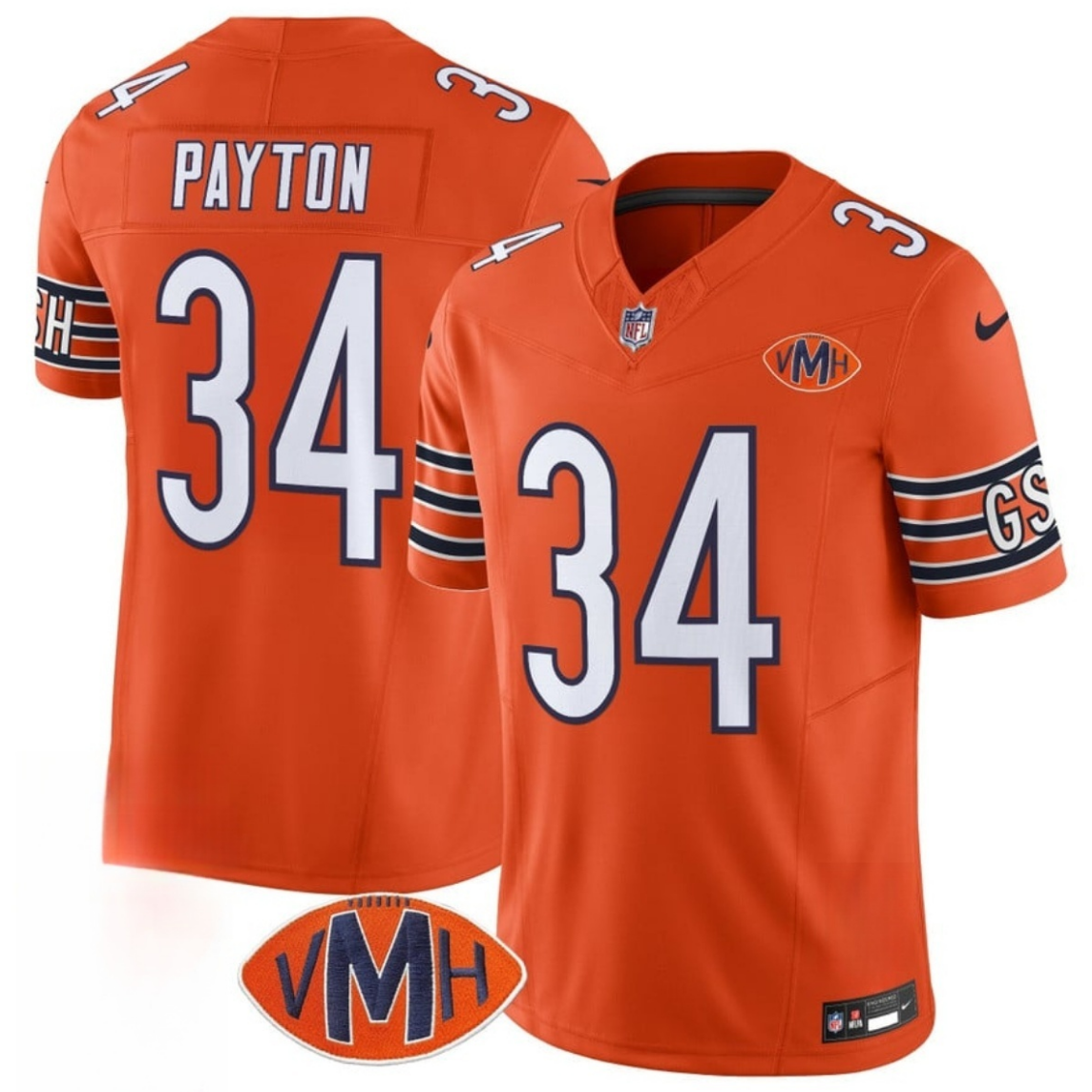 Men's Chicago Bears #34 Walter Payton Orange 2025 F.U.S.E. With VMH Patch Vapor Untouchable Limited Stitched Football Jersey Men's Chicago Bears #34 Walter Payton Orange 2025 F.U.S.E. With VMH Patch Vapor Untouchable Limited Stitched Football Jersey