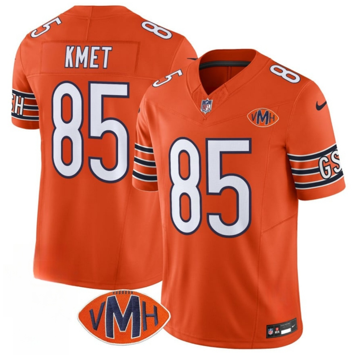 Men's Chicago Bears #85 Cole Kmet Orange 2025 F.U.S.E. With VMH Patch Vapor Untouchable Limited Stitched Football Jersey Men's Chicago Bears #85 Cole Kmet Orange 2025 F.U.S.E. With VMH Patch Vapor Untouchable Limited Stitched Football Jersey
