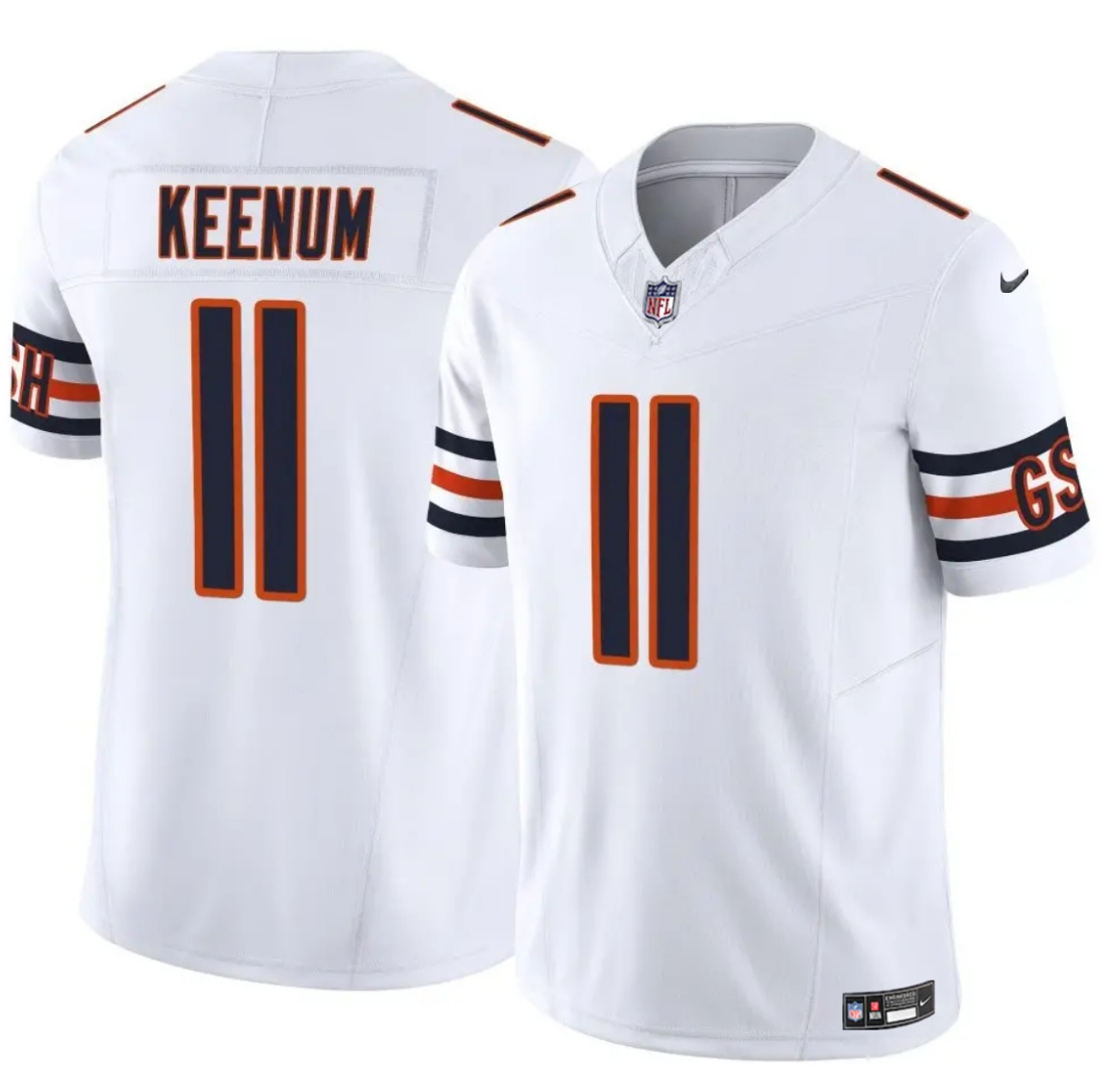 Men's Chicago Bears #11 Case Keenum White 2025 F.U.S.E. Vapor Untouchable Limited Stitched Football Jersey Men's Chicago Bears #11 Case Keenum White 2025 F.U.S.E. Vapor Untouchable Limited Stitched Football Jersey
