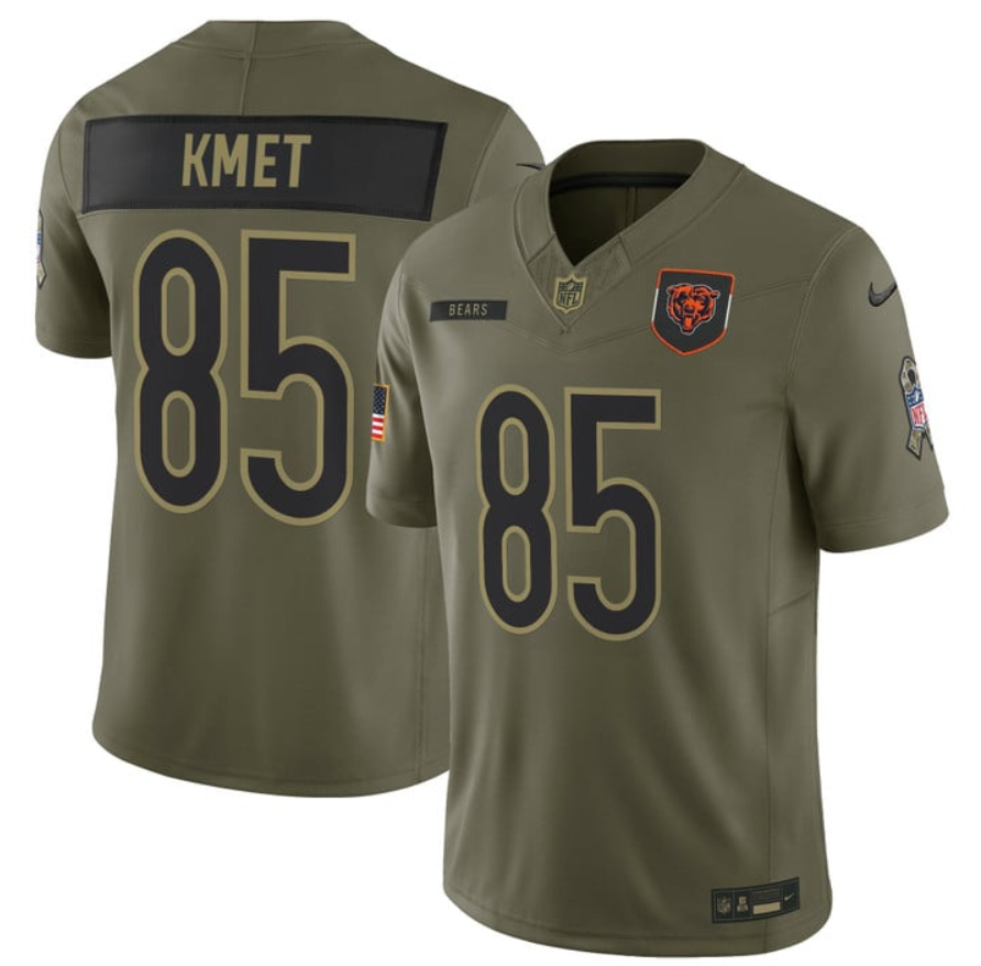 Men's Chicago Bears #85 Cole Kmet Olive 2025 F.U.S.E. Salute to Service Limited Stitched Football Jersey