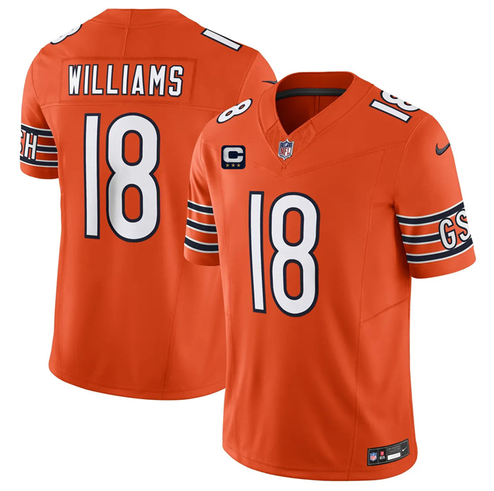 Men's Chicago Bears #18 Caleb Williams Orange 2026 F.U.S.E. With 3-star C Patch Vapor Untouchable Limited Stitched Football Jersey