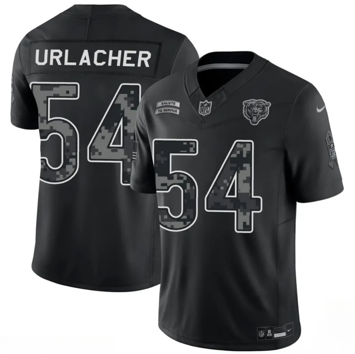 Men's Chicago Bears #54 Brian Urlacher Black F.U.S.E. 2026 Salute to Service Limited Stitched Football Jersey