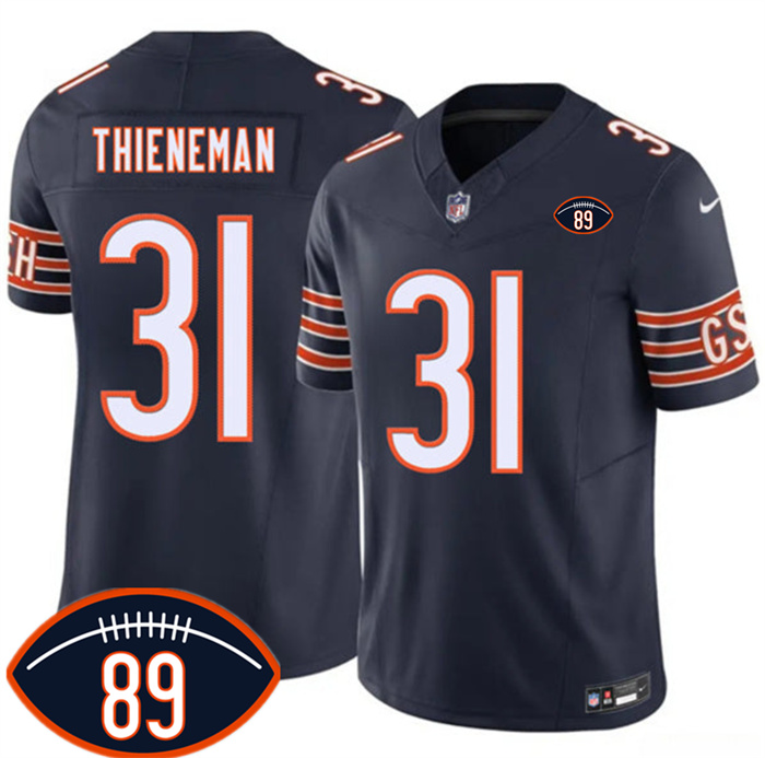Men's Chicago Bears #31 Dillon Thieneman Navy 2026 With Mike Ditka 89 Patch F.U.S.E. Vapor Untouchable Limited Stitched Football Jersey