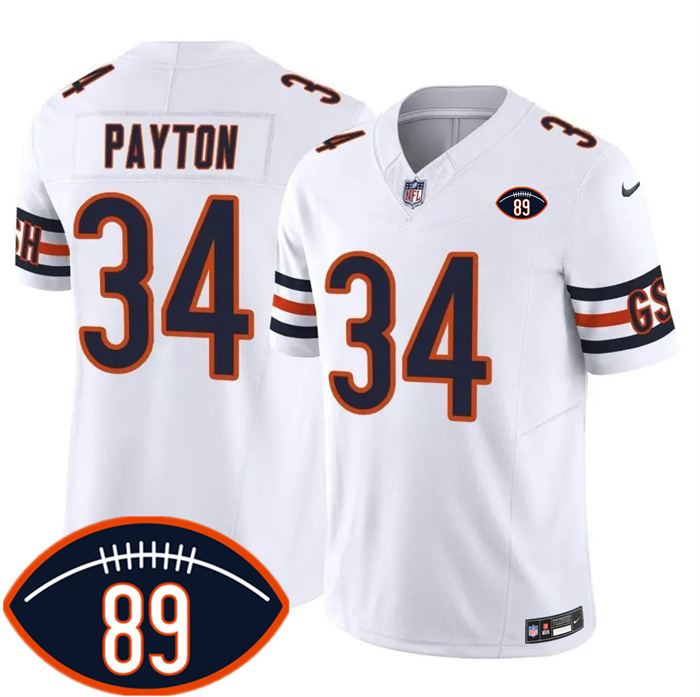 Men's Chicago Bears #34 Walter Payton White 2026 F.U.S.E. With Mike Ditka 89 Patch Vapor Untouchable Limited Stitched Football Jersey