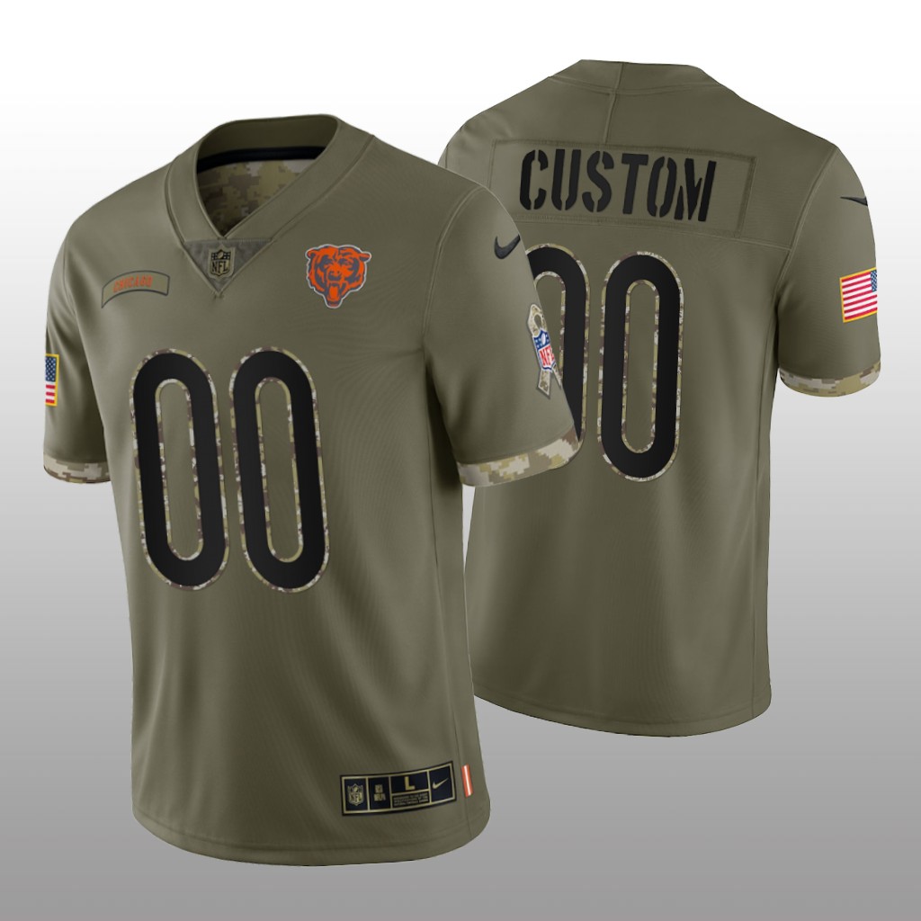 Men's Chicago Bears ACTIVE PLAYER Custom Olive 2022 Salute To Service Limited Stitched Jersey Men's Chicago Bears ACTIVE PLAYER Custom Olive 2022 Salute To Service Limited Stitched Jersey