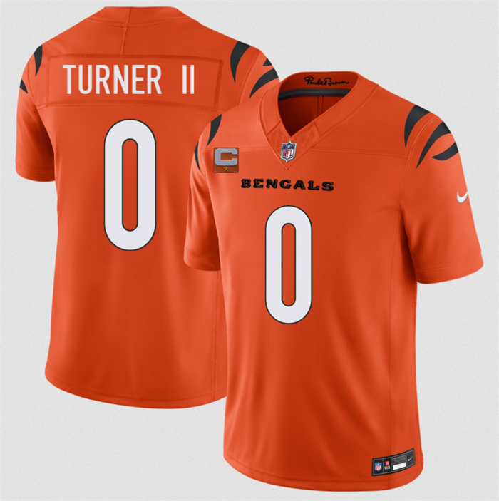 Men's Cincinnati Bengals #0 DJ Turner II Orange 2026 F.U.S.E. 1-Star C Patch Vapor Untouchable Limited Stitched Football Jersey