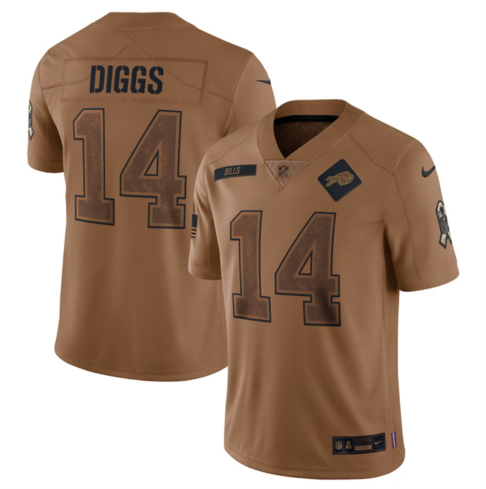 Men's Buffalo Bills #14 Stefon Diggs 2023 Brown Salute To Service Limited Football Jersey