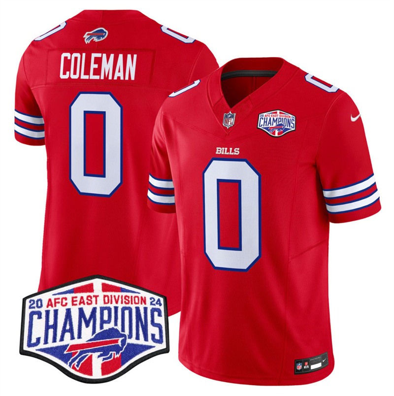 Men's Buffalo Bills #0 Keon Coleman Red F.U.S.E. 2024 AFC East Division Champions Vapor Limited Stitched Football Jersey Men's Buffalo Bills #0 Keon Coleman Red F.U.S.E. 2024 AFC East Division Champions Vapor Limited Stitched Football Jersey
