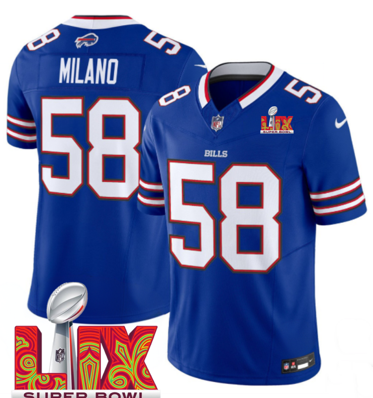 Men's Buffalo Bills #58 Matt Milano Royal F.U.S.E. 24/25 Super Bowl LIX Vapor Untouchable Limited Stitched Football Jersey
