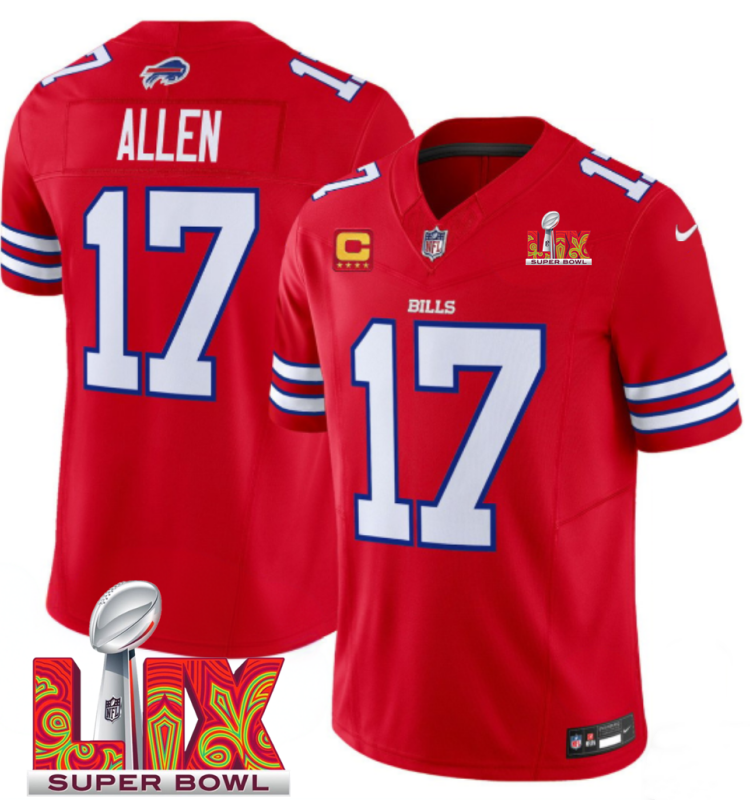 Men's Buffalo Bills #17 Josh Allen Red F.U.S.E. 24/25 Super Bowl LIX With 4-star C Ptach Vapor Untouchable Limited Stitched Football Jersey Men's Buffalo Bills #17 Josh Allen Red F.U.S.E. 24/25 Super Bowl LIX With 4-star C Ptach Vapor Untouchable Limited Stitched Football Jersey