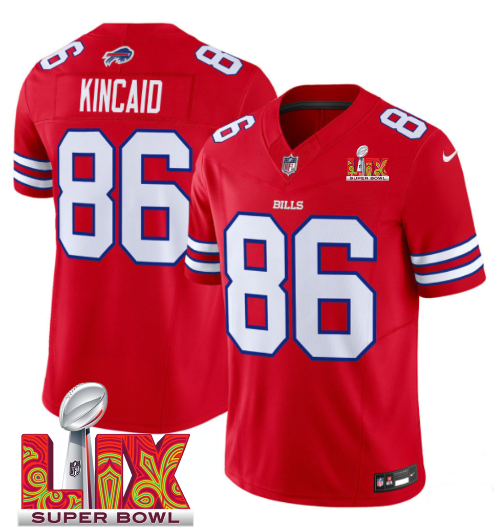 Men's Buffalo Bills #86 Dalton Kincaid Red F.U.S.E. 24/25 Super Bowl LIX Vapor Untouchable Limited Stitched Football Jersey