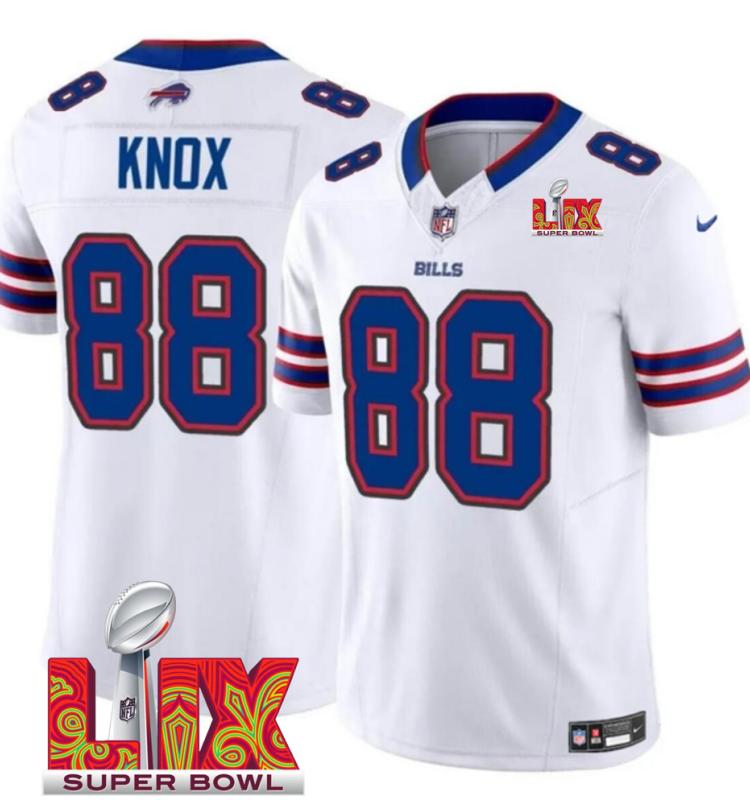 Men's Buffalo Bills #88 Dawson Knox White F.U.S.E. 24/25 Super Bowl LIX Vapor Untouchable Limited Stitched Football Jersey