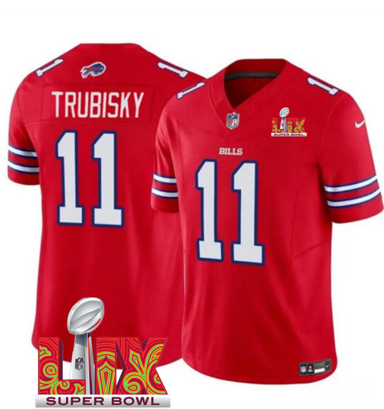 Men's Buffalo Bills #11 Mitch Trubisky Red F.U.S.E. 24/25 Super Bowl LIX Vapor Untouchable Limited Stitched Football Jersey