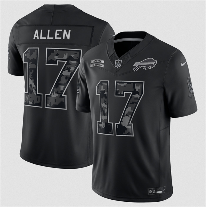 Men's Buffalo Bills #17 Josh Allen Black F.U.S.E. 2026 Salute to Service Limited Stitched Football Jersey Men's Buffalo Bills #17 Josh Allen Black F.U.S.E. 2026 Salute to Service Limited Stitched Football Jersey