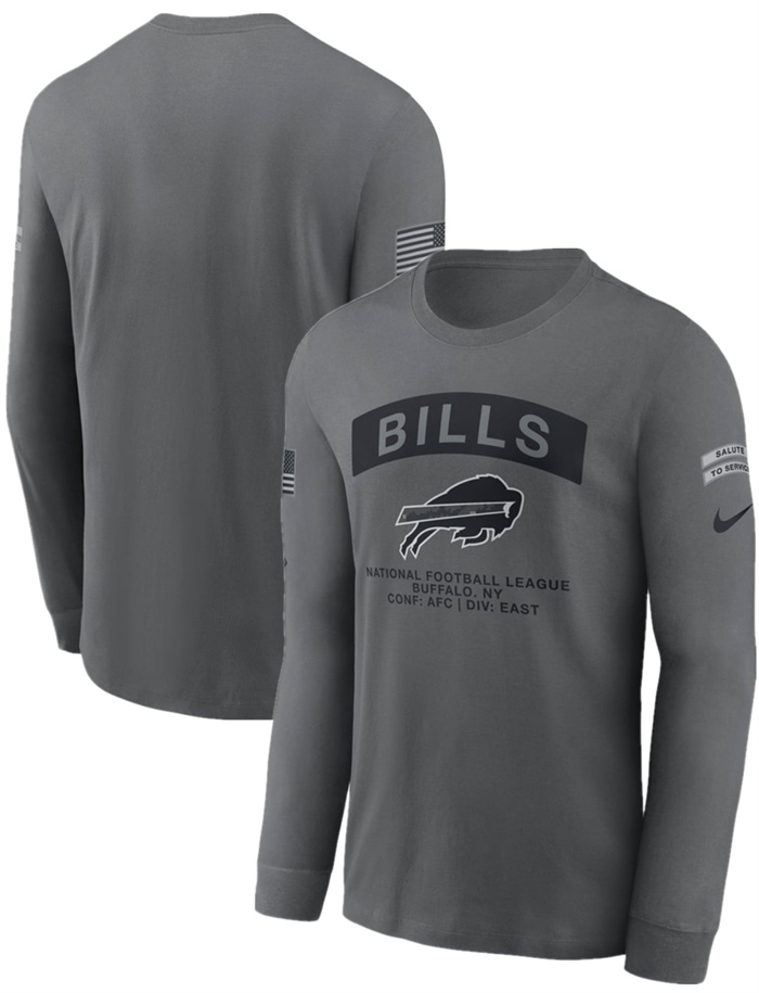 Men's Buffalo Bills Gray 2026 Salute to Service Long Sleeve T-Shirt