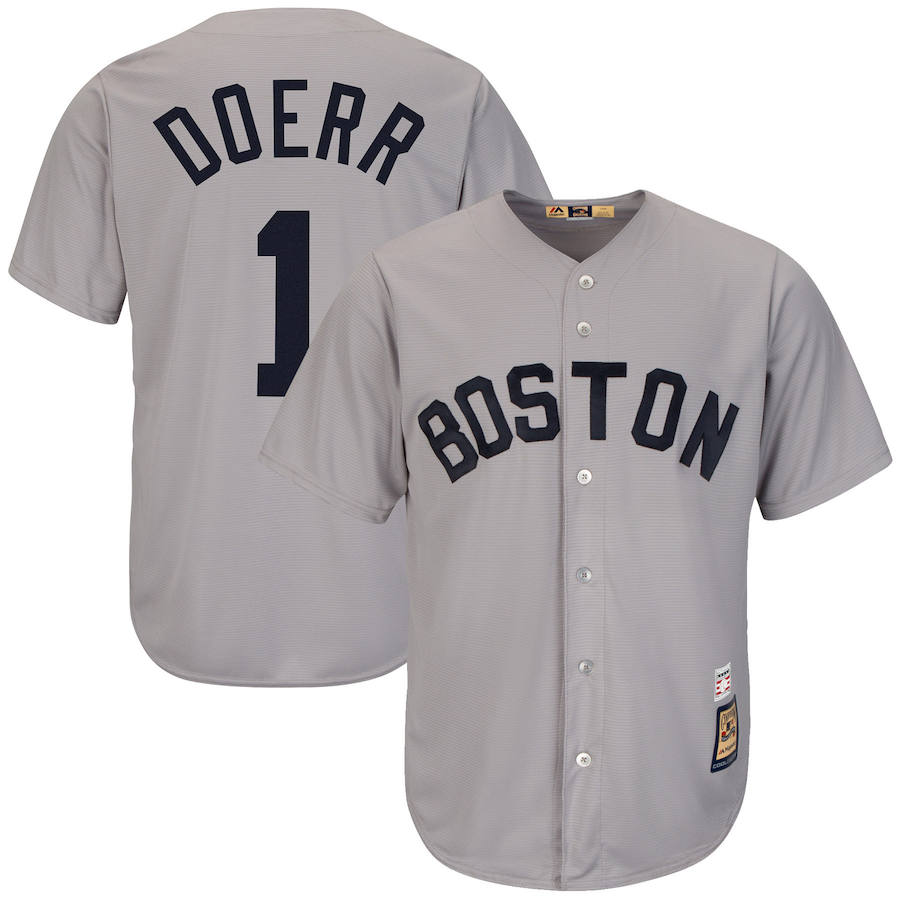 Boston Red Sox #1 Bobby Doerr Majestic Cooperstown Collection Cool Base Player Jersey Gray